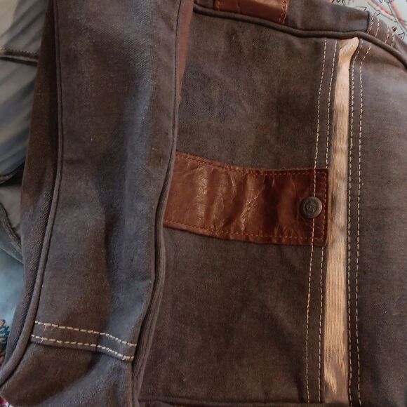 Mona B Messenger Bag. Rustic. Canvas. Leather - Picture 7 of 9